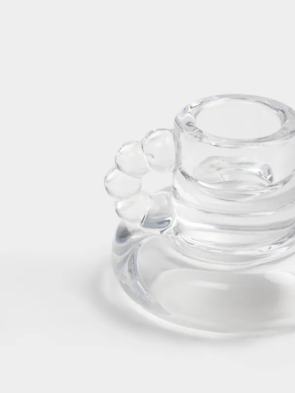 Шам ұстағыш, 7 см, жіңішке шамға арналған, тұтқасы бар, шыны, Clear, image-3