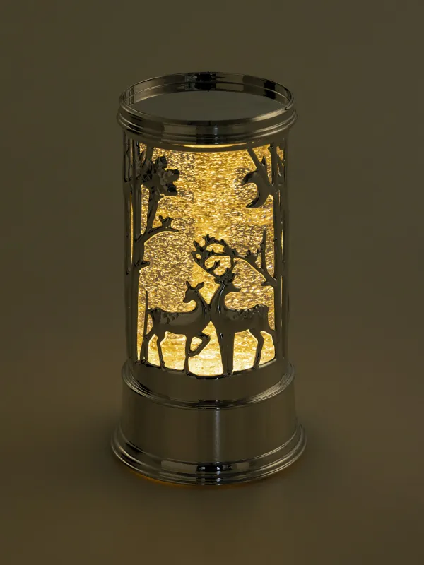 Қар шамы, 19 см, жарықтандырылған, пластик, күміс, Орман, Silver style, image-5