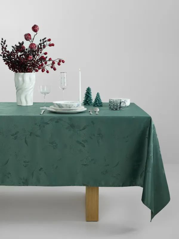 Скатерть, 170х250 см, из жаккарда, Цветы, Flora green, image-0