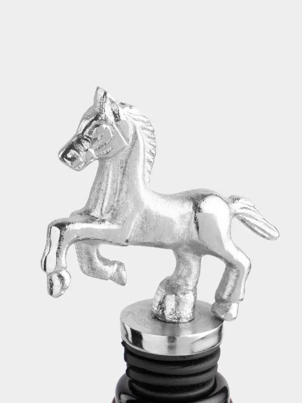Пробка для винной бутылки, 12 см, металл, серебристая, Лошадь, Horse silver, image-2