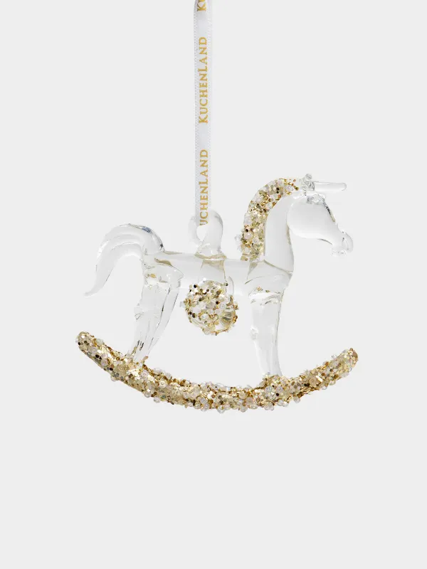 Шырша ойыншығы, 8х8 см, шыны, жылтырақтары бар, шампан, Тербелетін ат, Figure sparkle, image-0