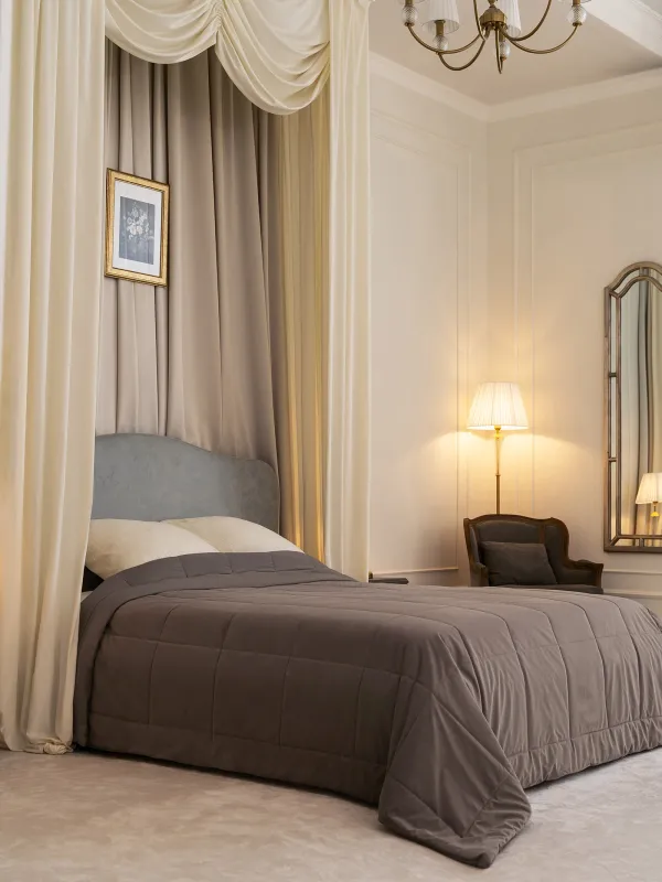 Жамылғы, 220х240 см, сырылған, барқыт/микрофибра, сұр-қоңыр, Stitch velvet, image-5