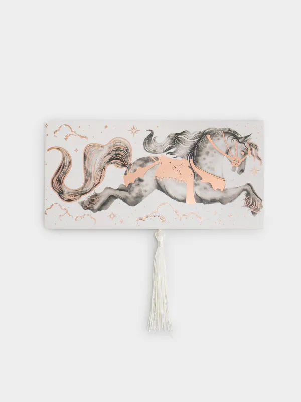 Конверт подарочный, 17х9 см, бумага, Horse gold, image-0