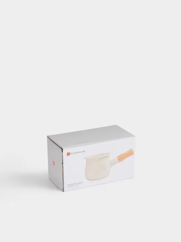 Турка, 550 мл, эмальданған металл/ағаш, сүт түстес, Enjoy the moment, Nostalgia, image-5