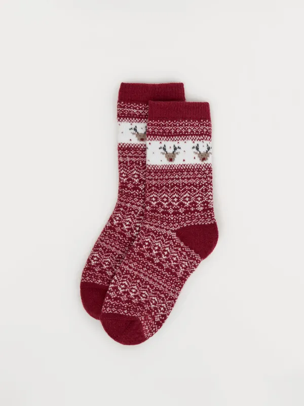 Әйелдер шұлықтары, өлшемі 36-38, полиэстер, қызыл, Бұғы, Fleece, image-2