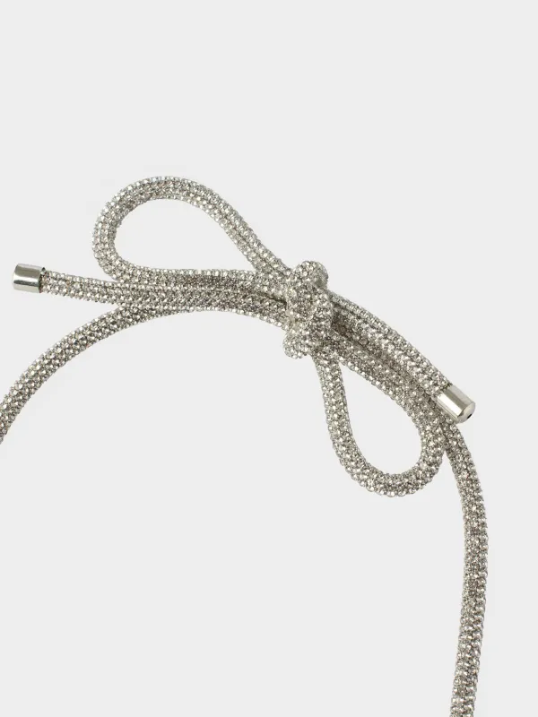 Шашқа арналған бау, 12х14 см, металл/страздары бар, күміс, зергерлік хрусталь, image-2