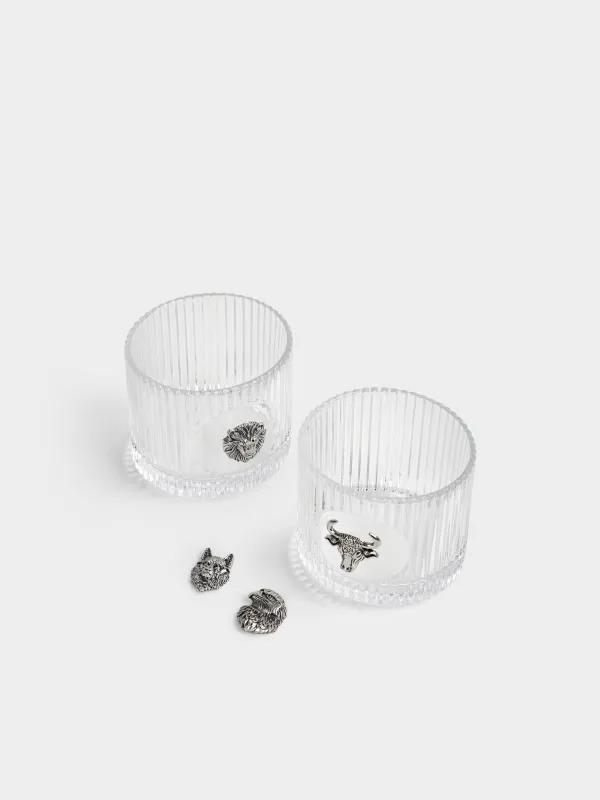 Набор для виски, 2 перс, 6 пр, в коробке, стаканы/шармы, стекло Р/металл, Звери, Lux elements, image-1