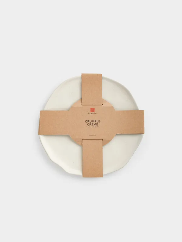 Түскі ас тәрелкесі, 27 см, керамика, сүт түстес, Мыжылған әсер, Crumple creme, image-4