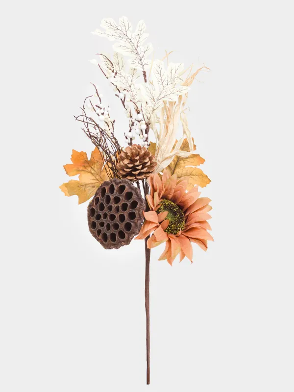 Сәндік бұтақ, 55 см, көбік/полиэстер, Күнбағыс пен лотос, Nelumbo decor, image-0
