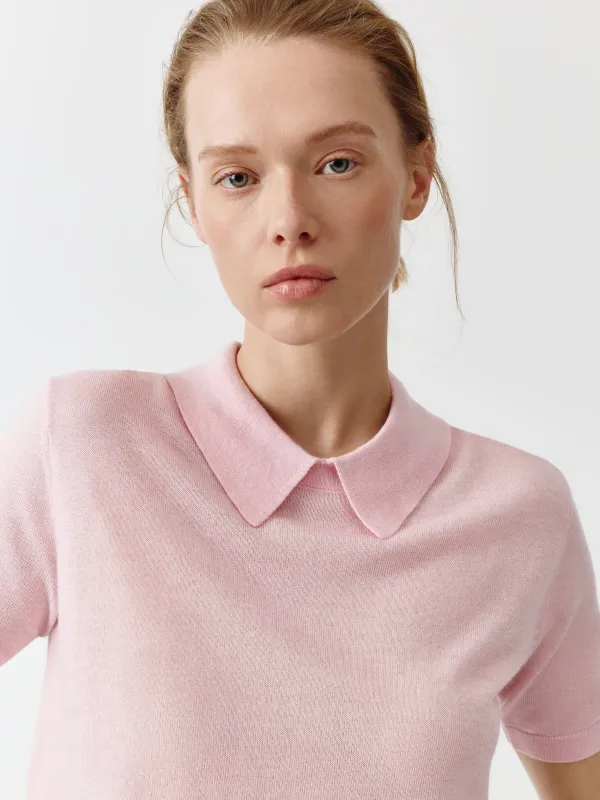 Әйелдер жемпірі, өлшемі L, поло жағасы бар, полиэстер/акрил/нейлон/жүн, қызғылт, Catalina, image-2