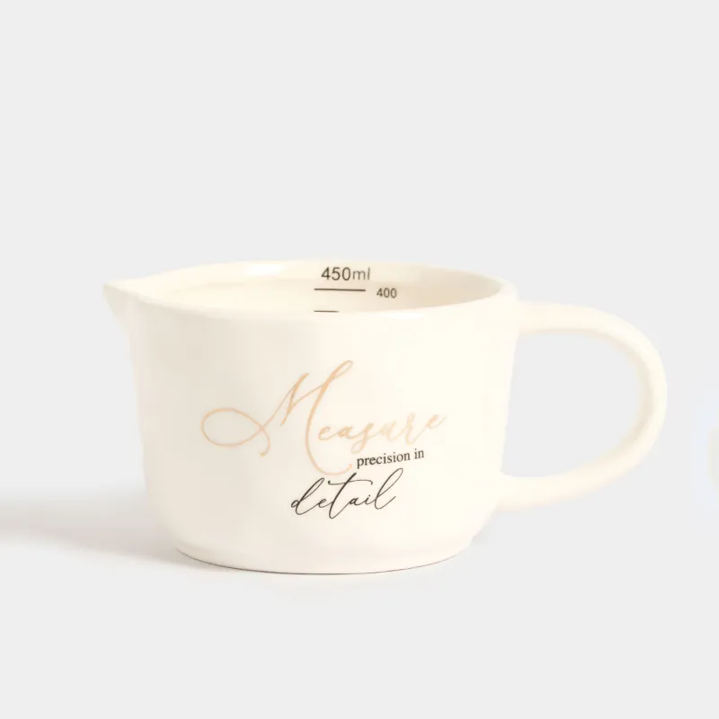Өлшеуіш ыдыс, 450 мл, керамика, сүт түстес, Мыжылған әсер, Crumple kitchen