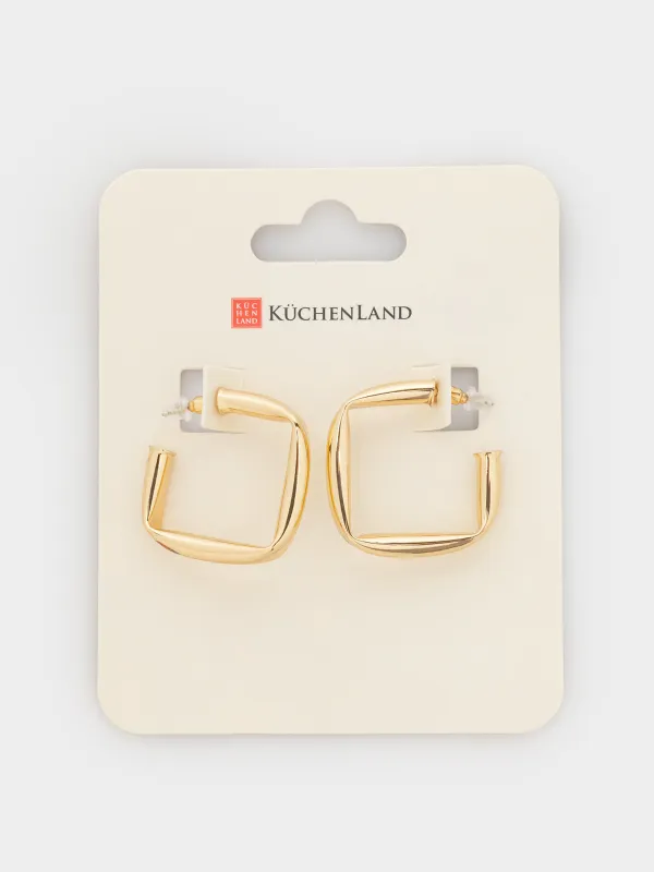 Серьги-пусеты, 3 см, 2 шт, металл, золотистые, Геометрия, Jewelry, image-6