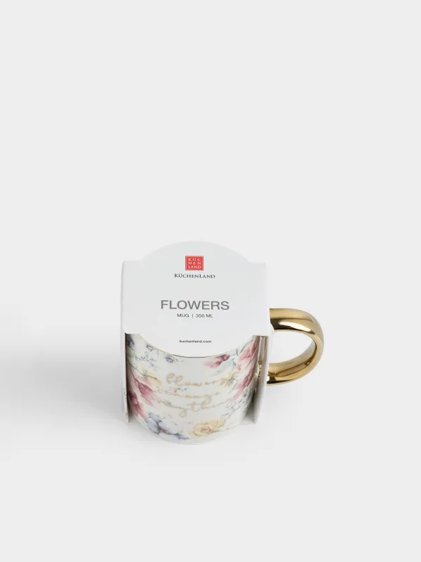 Саптыаяқ, 350 мл, фарфор N, ақ-алтын, Гүлдер, Flowers, image-4