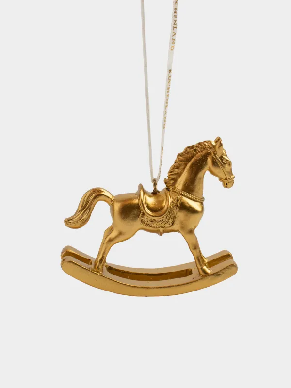Шырша ойыншығы, 8 см, полирезин, алтын, Тербелетін ат, Figure christmas, image-0