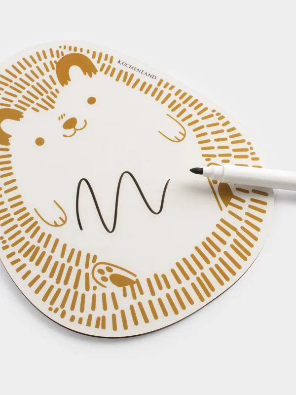 Жазбаларға арналған магнитті тақта, 18х12 см, маркері бар, пластик, ақ-алтын, Кірпі, Forest animals, image-3