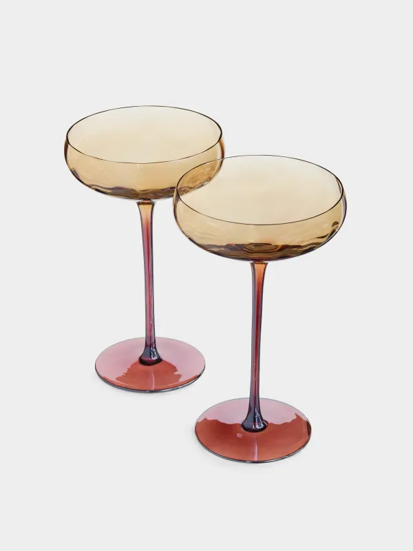 Шампан бокалы, 220 мл, 2 дана, шыны, кәріптас-қоңыр, Filo R color, image-1