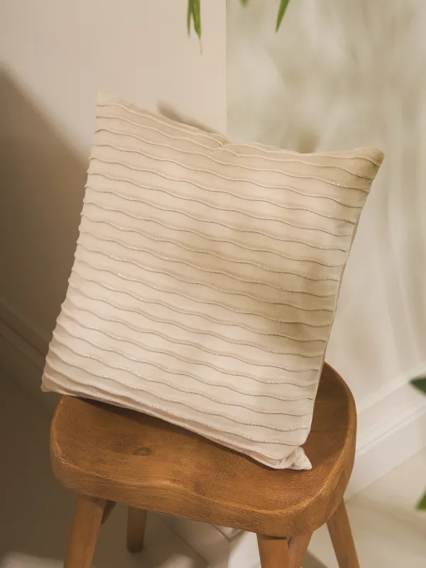 Сәндік жастық, 43х43 см, барқыт, сүтті күміс, Толқындар, Abstract, image-3