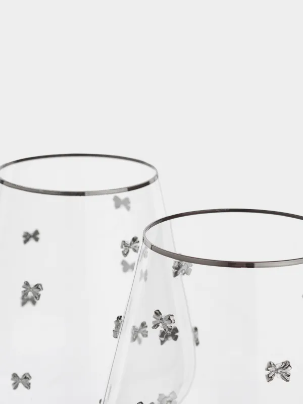 Қызыл шарап бокалы, 650 мл, 2 дана, хрусталь шыны, күміс жиектері бар, Ferentino, image-2