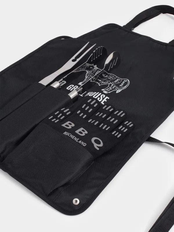 Барбекюге арналған жиынтық, 4 пр, алжапқышта, BBQ, image-9