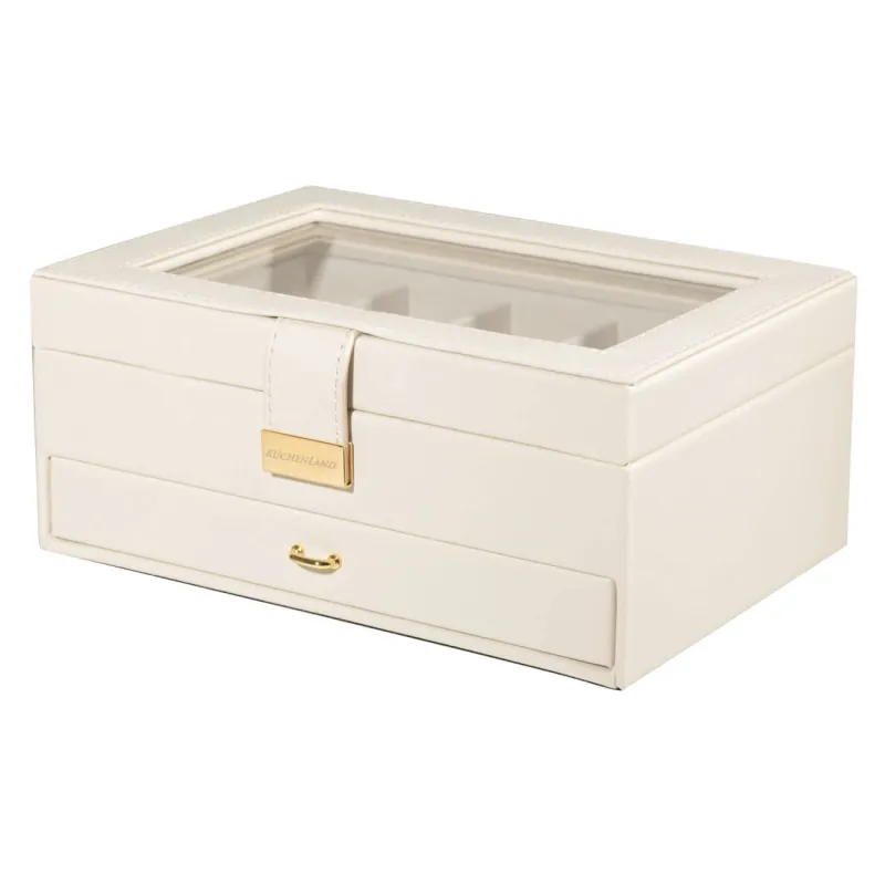 Шкатулка для украшений, 26х18 см, дерево/искусственная кожа, экрю, Premiere, image-0