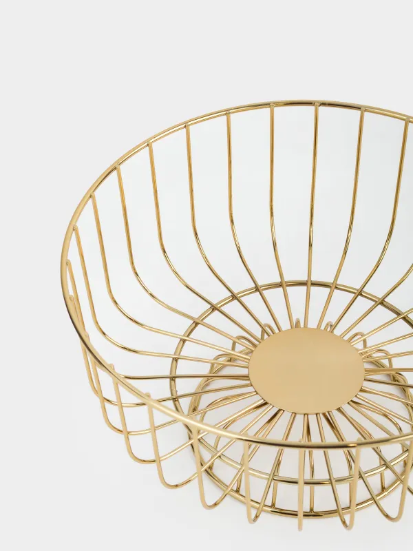 Жеміс себеті, 28х20 см, аяқты, металл, алтын, Twist gold, image-2