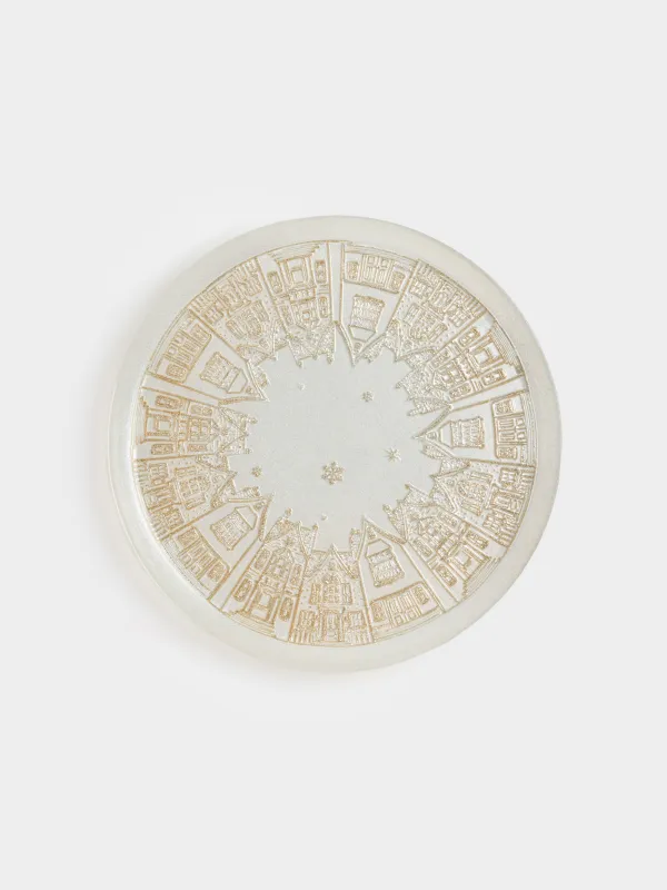 Ыдыс, 31х2 см, шыны, сүт түстес/шампан, Үйлер, Houses pattern, image-0