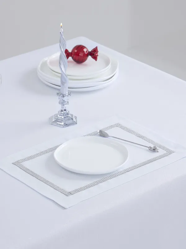 Аспаптарға арналған майлық, 30х45 см, страздары бар, полиэстер, тікбұрышты, ақ, ринстондар, image-5