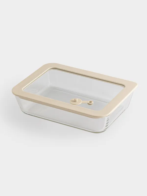 Контейнер, 700 мл, клапаны бар, шыны т / силикон, тікбұрышты, сарғылт қоңыр, Verre, image-1