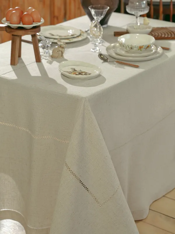 Дастархан, 170х250 см, полиэстер/зығыр, сарғылт-қоңыр, Hemstitch, image-7