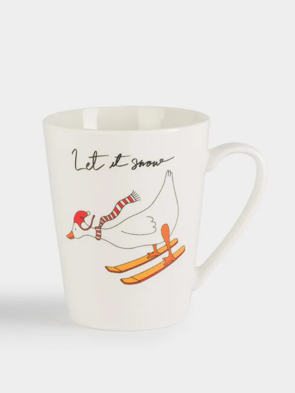 Саптыаяқ, 420 мл, фарфор N, ақ, Қаздар, Goose christmas, image-0