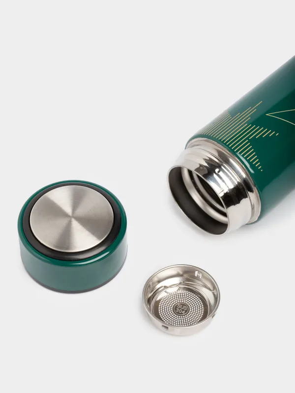 Термос, 500 мл, сталь/пластик, зеленый, Звезды, Joy, image-4