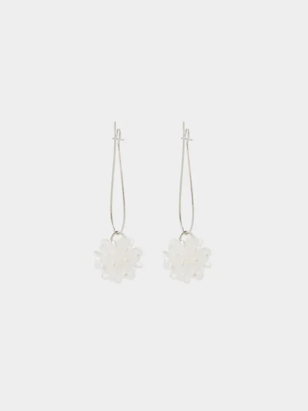 Сырғалар, 5 см, 2 дана, акрил/металл, күміс түстес, Гүл, Jewelry, image-0