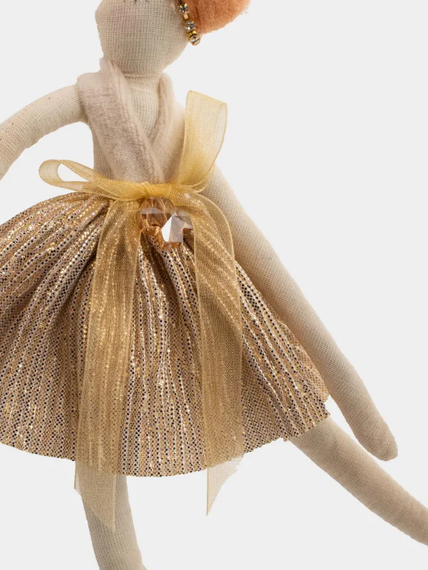 Игрушка елочная, 24 см, полиэстер/металл, шампань, Девочка, Sweet girl, image-3