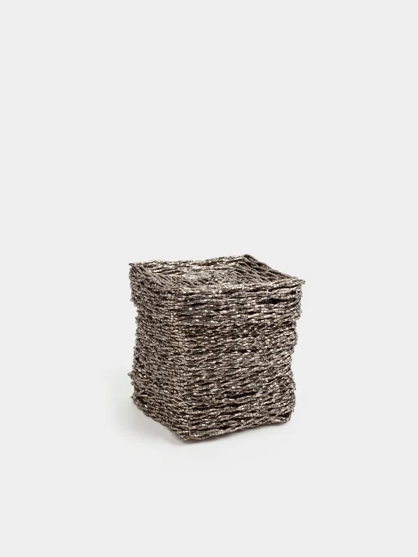 Қобдиша, 10х10 см, моншақ, қою сұр, Shiny beads, image-0