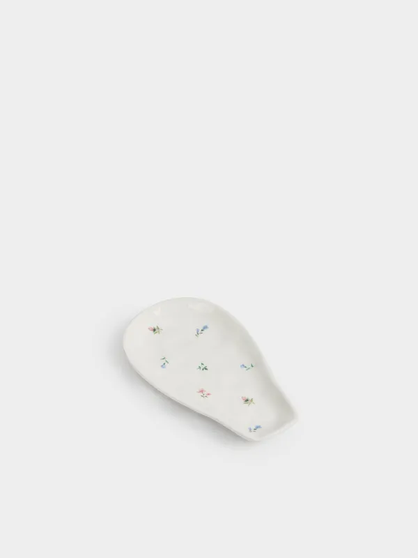 Қасық тұғыры, 20 см, керамика, сүт түстес, Нәзік гүлдер, El flora, image-1