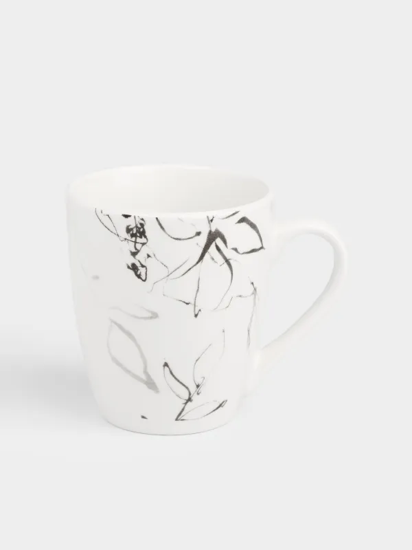 Кружка, 350 мл, 2 шт, фарфор P, белая, Силуэтные цветы, Silhouette flowers, image-2