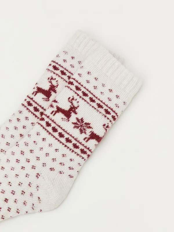 Әйелдер шұлықтары, өлшемі 36-38, полиэстер, сүт түстес, қысқы өрнек, Fleece, image-3