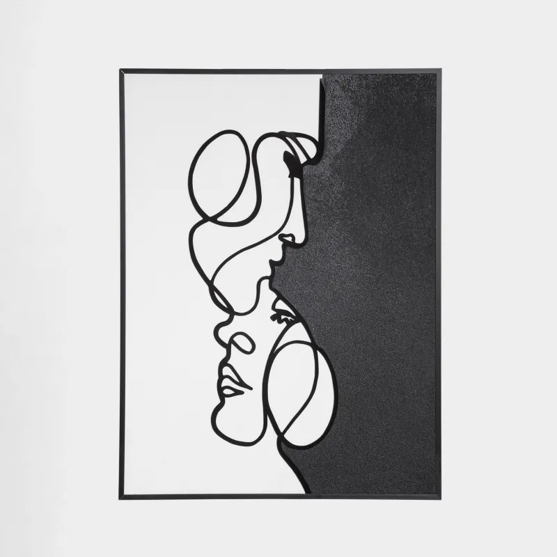 Жақтаудағы сурет, 60х80 см, кенеп, ақ-қара, Беттер, Face