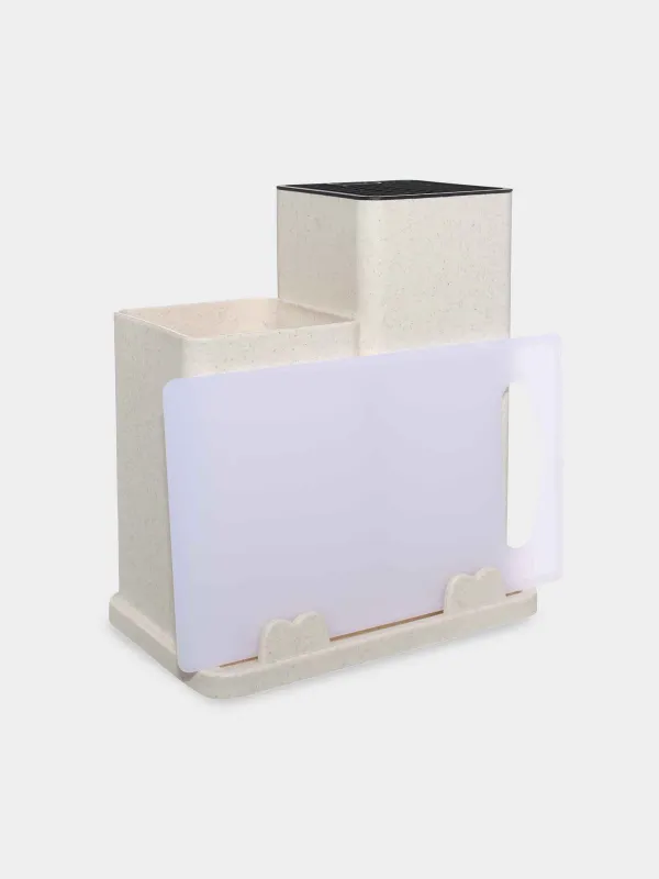 Подставка для ножей и кухонных принадлежностей, 23 см, 2 отд, пластик, молочная, Speck-light, image-3