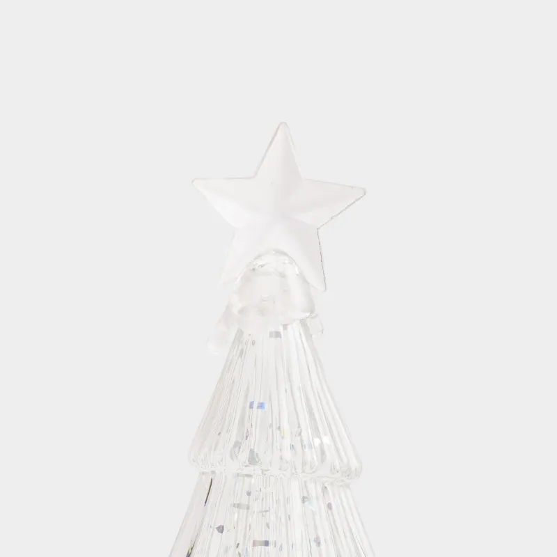 Қар шамы, 35 см, жарықтандырылған, акрил, шампан, Жылтырағы бар шырша, Golden style, image-3