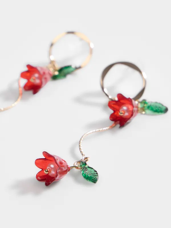 Пусет сырғалары, 7 см, 2 дана, металл/пластик, алтын түстес, Гүлдер, Jewelry flower, image-2