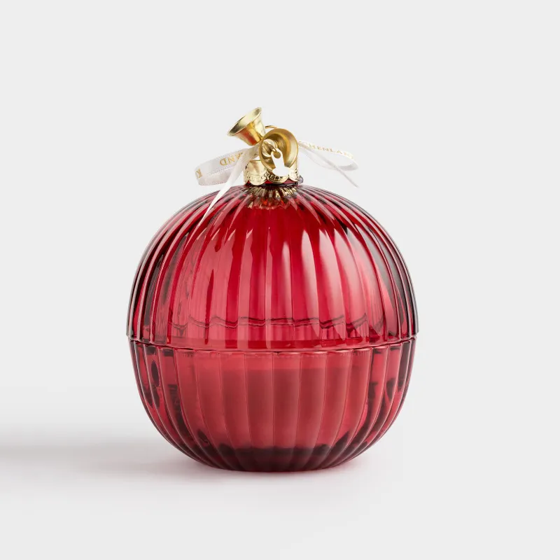 Хош иісті шам, 12х13 см, шам ұстағышта, қақпағы бар, шыны, қызыл, жидек, Christmas traditions