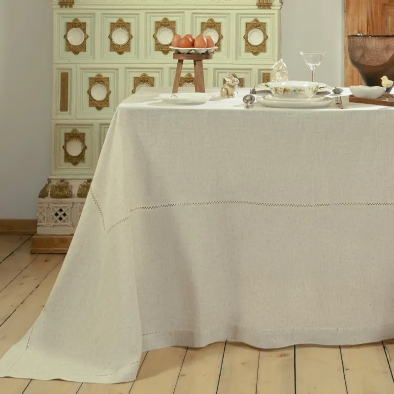 Дастархан, 170х250 см, полиэстер/зығыр, сарғылт-қоңыр, Hemstitch