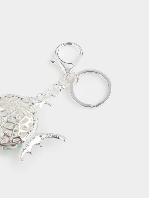 Салпыншақ, 12 см, металл/страздар, алтын, Шар балық, Keychain crystal, image-3