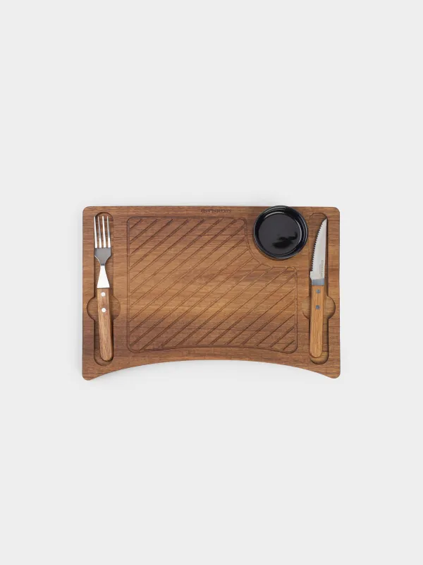 Набор для подачи стейка, 1 перс, 4 пр, дерево/сталь/керамика, Noble tree, image-0