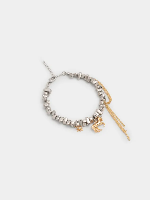 Браслет, 16 см, с подвесками, металл, серебристо-золотистый, Лошадь, Jewelry horse, image-2