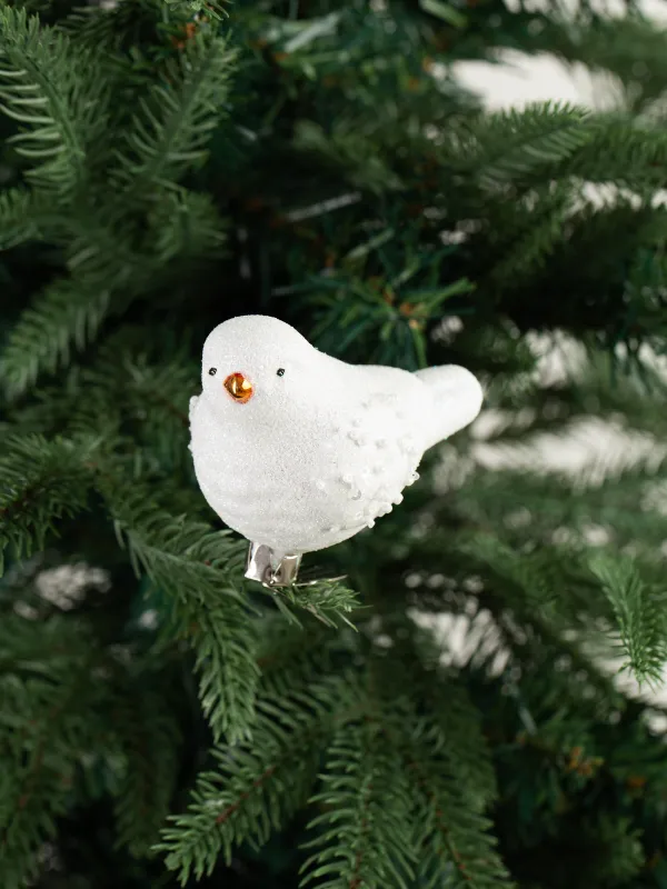 Шырша ойыншығы, 7 см, қыстырғышта, шыны/металл, ақ, Құс, Figure sparkle, image-4