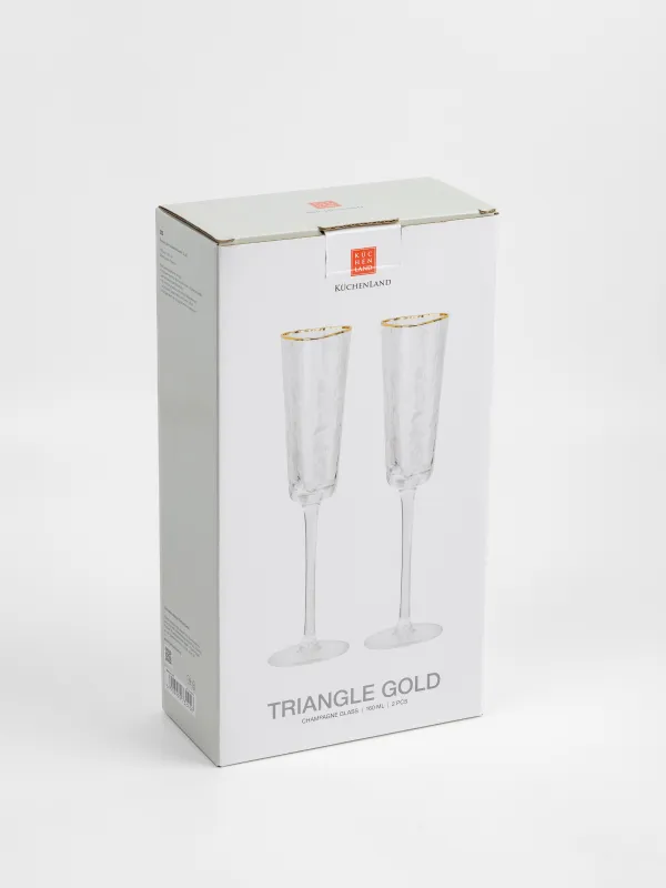 Шампан бокалы, 160 мл, 2 дана, Шыны, алтын жиегі бар, Triangle Gold, image-6
