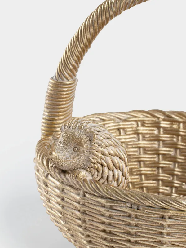 Ваза декоративная, 21х19 см, Ежик на корзине, Hedgehog gold, image-6