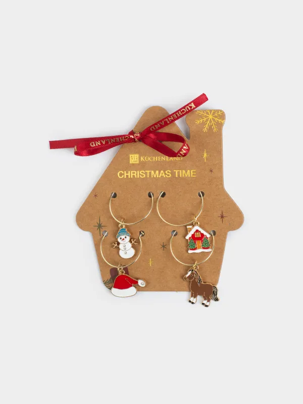 Бокалға арналған аспа, 4 дана, металл/страздар, Жаңа жылдық атрибуттар, Christmas time, image-5